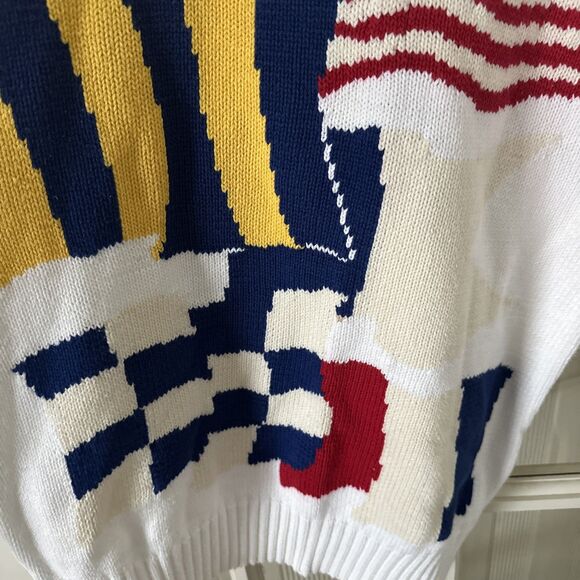 Gant Mens Medium Flag Sweater Hand Intarsia Cotton Nautical - Picture 7 of 11